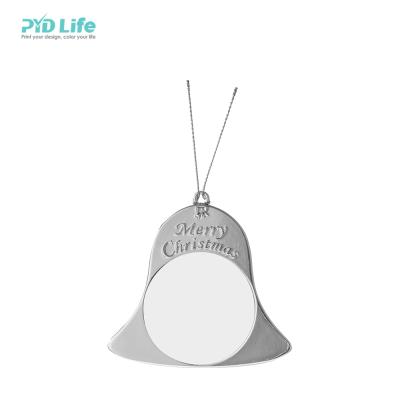 China High Quality DIY Sublimation Photo PYD Life Wholesale Silver Metal Christmas Tree Decoration Bell Ornaments for sale