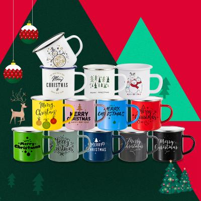 China Newest Xmas 2020 Custom Sublimation Coffee Steel Enamel Mug Viable Red Green Set Travel Mug for sale