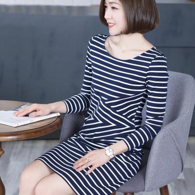 China Factory Anti-Static Casual Black And White Stripe OEM Summer Clothing Custom Women Dress Women for sale