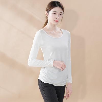 China Anti-wrinkle 2021 autumn new decoration style large size outer wear modal female body clothes basing shirt long sleeve inner wear T-shirt for sale