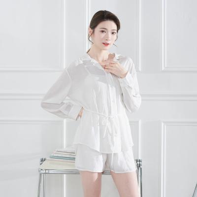 China Hot-selling Hong Kong style retro suit fashion anti-shrink female 2021 new two-piece suit shirt shorts slim casual long-sleeved suit for sale