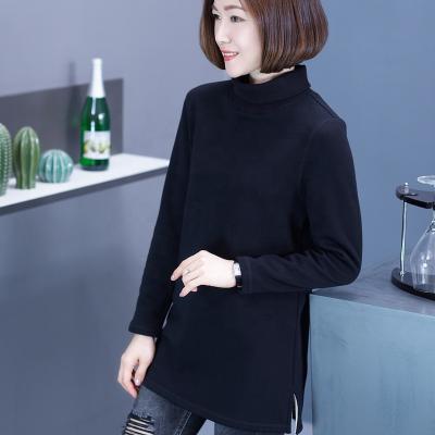 China Anti-Wrinkle Black Half Turtle Neck Long Sleeve Dip Shirt Ladies Plus Cashmere Fashion Turtle Neck Sweater Women for sale