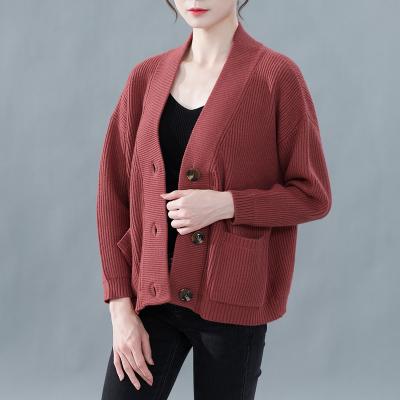 China new Anti-wrinkle autumn and winter sweater cardigan coat women sheath long knitting button cardigan elegant and nice knitting lady for sale