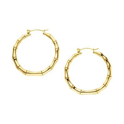 China FASHIONABLE Sexy Gold Hiphop Circle Earrings Statement Women BAMBOO Jewelry Stainless Steel Like Fashion Lady Gift for sale