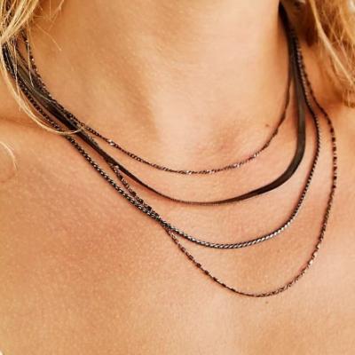 China FASHION Miami 316L Stainless Steel Chunky Necklace Layered Thick Cuban Snake Chain Choker Link Chain Necklace for sale