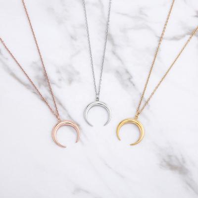 China New Stainless Steel FASHIONABLE Elegant Sweet Half Moon Pendant Necklace As Female Clavicle Chain Jewelry Boyfriend Gift for sale