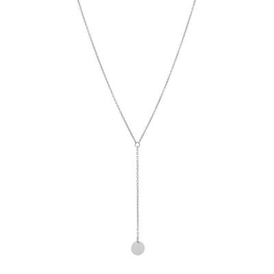 China Pretty FASHIONABLE Simple Stainless Steel Chain With Delicate 1cm Simple Circle Coin Y Pendant Necklace As Valentines Day Gift for sale