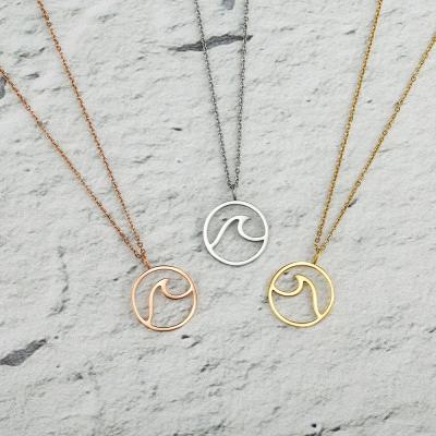 China CLASSIC Round Wave Stainless Steel Necklace Beach Accessories Pendant Jewelry for sale