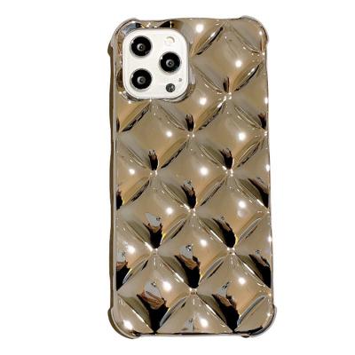 China Hot Sale Anti-fall 3D Fashion Lingge Pattern Phone Case For Phone 13 Style Cool Luxury Cover For Phone 12/11/7/8/XS/X/XR for sale