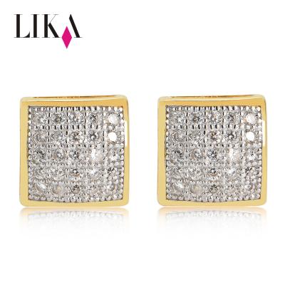 China Hip Hop Earrings Lika Popular Hip Hop Mens Mic Paved Earring Square Iced Out Bling Hitter Jewelry CZ Drop Earrings for sale