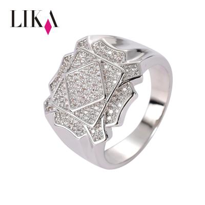 China Hiphop Ring LIKA Wholesale High Quality Men's and Women's Micro Paved CZ 14K Crystal MEN'S Ring Charm Zircon Diamond Ring Men's Couple Ring for sale