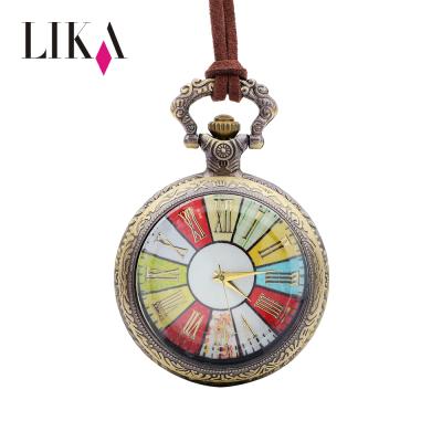 China LIKA New Fashion Antique Copper Alloy Metal Clasp Bracelet Long Rope Brass Pocket Watch For Women Watch Necklace for sale