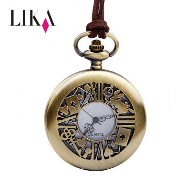 China LIKA New Fashion Antique Copper Alloy Metal Clasp Bracelet Long Rope Brass Pocket Watch For Women Watch Necklace for sale