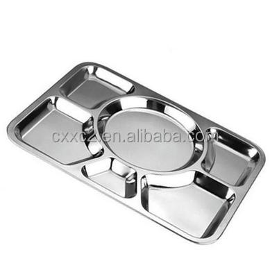 China Military Stainless Steel Stainless Steel Mess Tray with 6 Compartments for sale