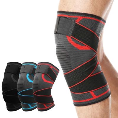 China 2021 Hot Selling Elasticity Knee Support Compression Sleeve Sports Nylon Adjustable Knee Brace Adjustable With Strap for sale