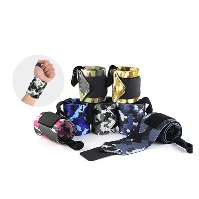 China Custom Body Buiding Camouflage Powerlifting Wrist Straps Cross Training Weightlifting Gym Wrist Wraps for sale