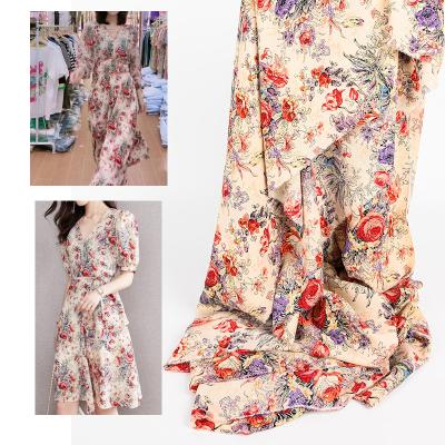 China Breathable Super Quality Floral Japanese Stretch Crepe Women Chiffon Fabric Digital Printed Flower Patterns Stretch Crepe for Dress Dress for sale