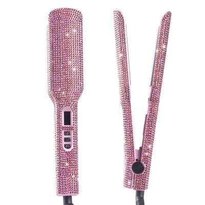 China Rhinestone Design Rhinestone Crystal Diamond Hair Straightener and Hair Curler 2 in 1 Bling Crystal Diamond for sale