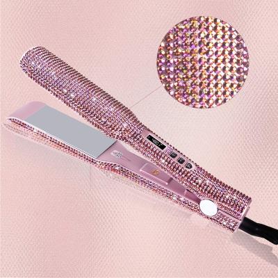 China Rhinestone Design Floating Superb Bling Diamond With High Quality Steam Hair Straightener Heat Salon Flat Iron for sale