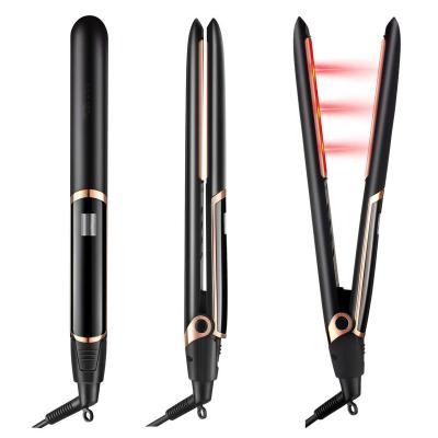 China Popular Professional Infrared Flat Iron Hair Straightener Ceramic Tourmaline 2 in 1 Hair Straightener Curler for sale