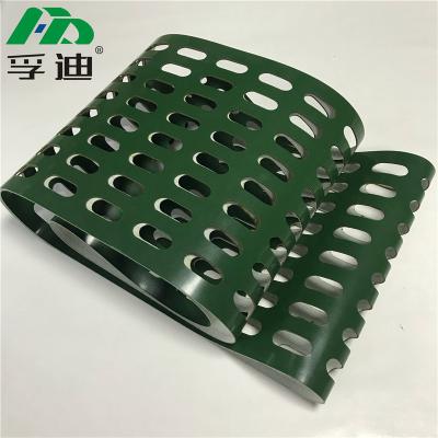 China Green Antistatic Transfer Product Use PVC Conveyor Belt With Oval Hole For Photovoltaic Industry Or PV Solar Cell for sale