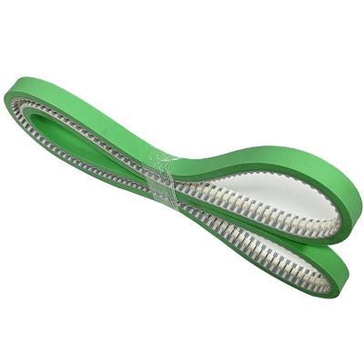 China High Flexibility T10/HTD8M White PU Steel Wire Strap With High Density Green Sponge For Inline Inspection Bottle Checker Machine for sale