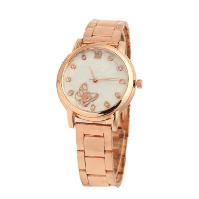 China Automatic Date Butterfly Steel Strap Watches Fashion News Steel Band Disc Digital Pattern Dial Ladies Casual Quartz Watch for sale