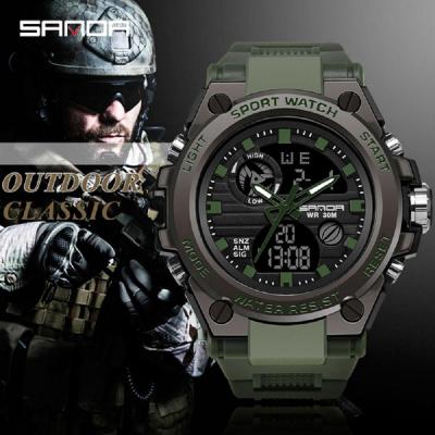 China SANDA 739 Alarm Fashion Sports Men's Watches Analog Led Original Design Unique Functional Rubber Mens Digital Marked Watches for sale