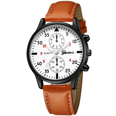 China Hot Selling Geneva Automatic Date New Men's Watch Fashion Leather Quartz Belt Watch For Men for sale