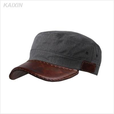 China JOINT Custom Curved Leather Brim Fit Blank Military Hats Army Hats for sale