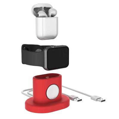 China Adjustable 2 in 1 Charging Dock Holder for Apple Watch 4 3 2 Silicone Charging Stand for Airpods for sale