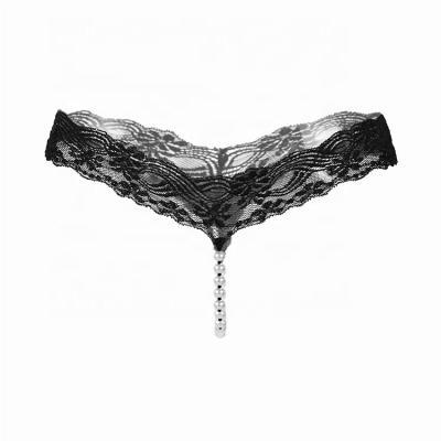 China Ultra-thin low-rise lace-up transparent mesh thong women's lingerie lace sexy mature ladies panties for sale