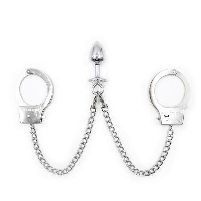 China Wholesale Noverty Bondage Sex Bondage Couples Iron Cuffs Anal Plug Restraints BDSM Bondage BDSM Fetish Toys Sexy Slave Handcuffs With Anal Plug for sale