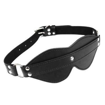 China Bondage Restraints Blindfold Leather Adjustable Sex Bondage Fetish SM Game BDSM EyeMask For Adult Sex Toys for sale