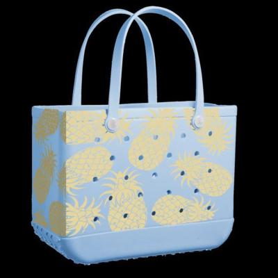 China Fashion EVA Beach Basket Handbags Printing Pet Hole Bags Ladies Beach Hole Storage Bag EVA Comfortable Material For Women for sale