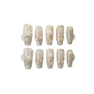 China Gentle Cat eye flower pieces Wear nail stickers Finished 10 nail stickers press on nails wholesale vendor for sale