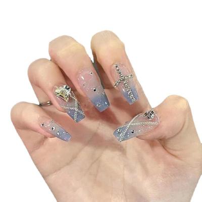 China Design Long mandarin duck wear nails pure wind nail patch product manufacturers wholesale red and blue press on nails for sale