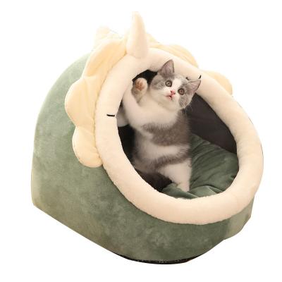 China Breathable Custom Washable Dog Beds And Plush Cat Dog Bed Semi-Closed House Dog Accessories for sale