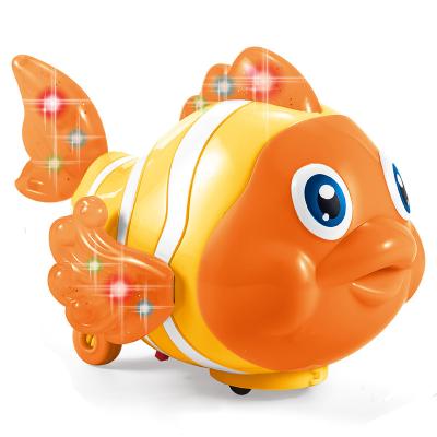 China Viable electric clownfish cat toy music luminous cartoon fish revolving colorful acousto-optic interactive motorized toy for pet for sale