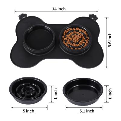 China 2022 New Cat Silicone Slowly Foof Feeder Automatic Double Dog Bowls Collapsible Dog Bowls For Travel for sale