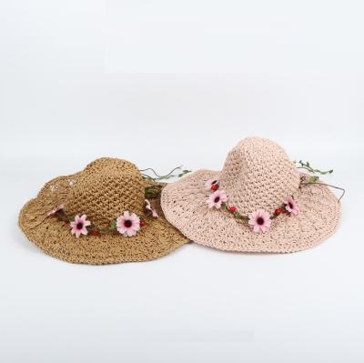 China AGRADECIDO Picture Hand Crocheted Woven Hat Straw Summer Hat Girls Foldable Beach Hat Sunflower Paper Ladies for sale