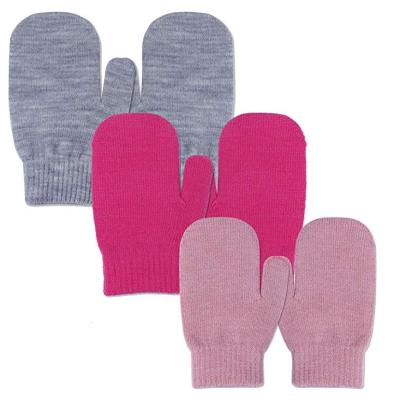 China AGRADECIDO PRINTED infant thermal warm stretch knitted mittens toddlers plain soft winter gloves for kids for sale