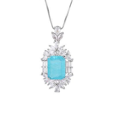 China Vintage Baaklam new popularity platinum plated necklace paraiba crystal retro party copper necklace for women for sale