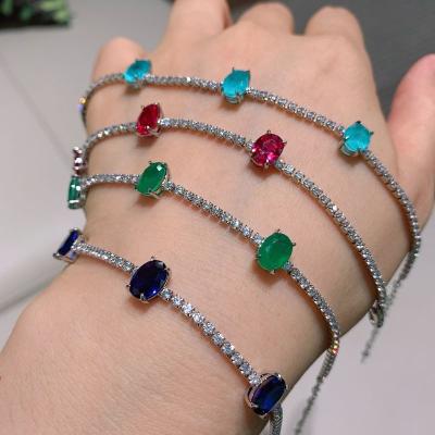 China FASHIONABLE Hot Selling Zircon Charm Bracelet Zircon Luxury Simple Real Zircon Tennis Chain Bracelets For Ladies for sale