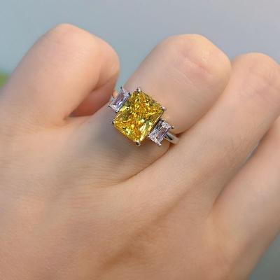 China New CLASSIC Yellow Baaklam Gemstone Ring Cubic Micro Insert Zirconia Engagement Wedding Ring for sale