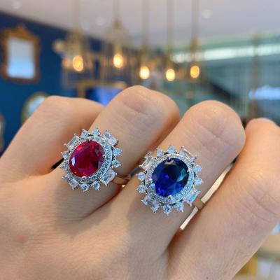 China Vintage CLASSIC Fashion Natural Red Ruby Gemstone Promise Ring Wholesale Wedding Engagement Created Red Moissanite Diamond Ring for sale