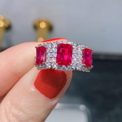 China CLASSIC Red Natural Emerald and Ruby Ring Engagement Handmade Ring Wedding Bridal Jewelry for sale