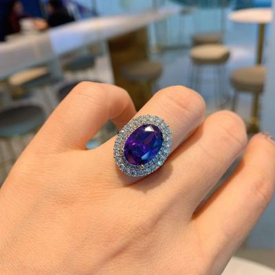 China CLASSIC Oval Pure Royal Purple Zircon Sun Girls Lady Party Gifts Elegant Vintage Rings Woman Flower Rings for sale