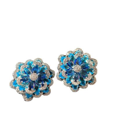 China 2023 FASHIONABLE Exquisite Shiny Zirconia Real Gold Plating High Quality Flowers Earrings Stud Women for sale