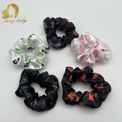 China Wholesale Colorful Silk Hair Decoration Scrunchies In Ties Designer Elastic Hair Scrunchines Headbands for sale